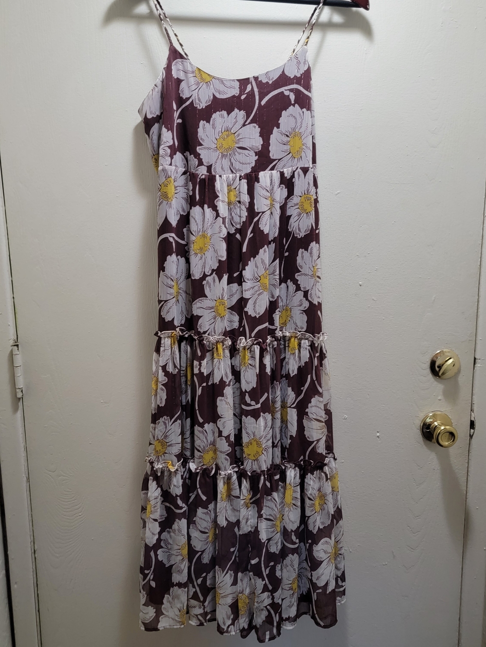 Madewell Brown Floral Maxi Dress with White and Yellow Daisies